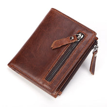 Load image into Gallery viewer, Fashion Genuine Leather Short Wallet with Zipper
