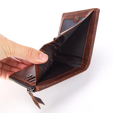 Load image into Gallery viewer, Fashion Genuine Leather Short Wallet with Zipper
