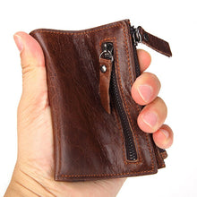 Load image into Gallery viewer, Fashion Genuine Leather Short Wallet with Zipper