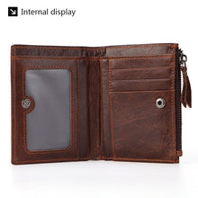 Load image into Gallery viewer, Fashion Genuine Leather Short Wallet with Zipper