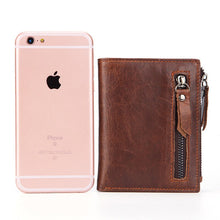 Load image into Gallery viewer, Fashion Genuine Leather Short Wallet with Zipper