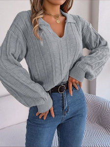 Casual V Neck Autumn Knitted Sweater