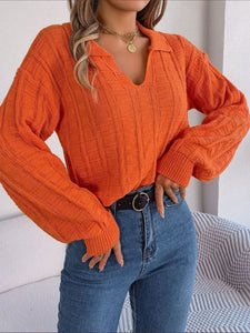 Casual V Neck Autumn Knitted Sweater