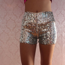 Load image into Gallery viewer, Festival Rave Outfit Shiny Sequins Women Shorts Hight Waist Sexy