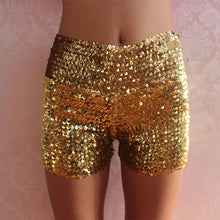 Load image into Gallery viewer, Festival Rave Outfit Shiny Sequins Women Shorts Hight Waist Sexy