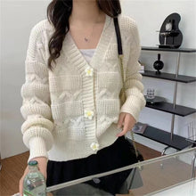 Load image into Gallery viewer, Flower Button Sweater Coat Cardigan