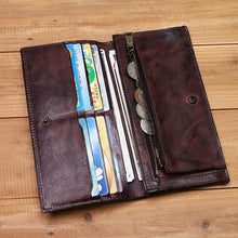 Load image into Gallery viewer, Genuine Leather Wallet Vintage Retro Wrinkled Long