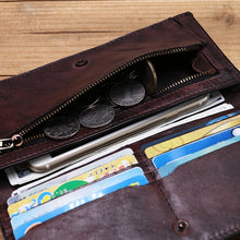 Load image into Gallery viewer, Genuine Leather Wallet Vintage Retro Wrinkled Long