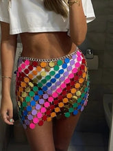 Load image into Gallery viewer, Glitter Sequins Hollow Out Skirt Trendy Sequins Nightclub Tassel Waist