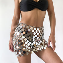 Load image into Gallery viewer, Glitter Sequins Hollow Out Skirt Trendy Sequins Nightclub Tassel Waist