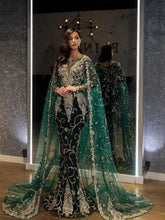 Load image into Gallery viewer, Green Gauze Maxi Dress Gold Stamping Long Sleeve