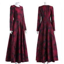 Load image into Gallery viewer, Long Sleeve Maxi Dress Elegant Burgundy Floral