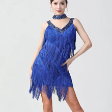 Load image into Gallery viewer, Double V Neck Sleeveless Fringe Dress Sequined Beaded