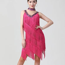 Load image into Gallery viewer, Double V Neck Sleeveless Fringe Dress Sequined Beaded