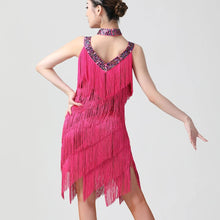 Load image into Gallery viewer, Double V Neck Sleeveless Fringe Dress Sequined Beaded