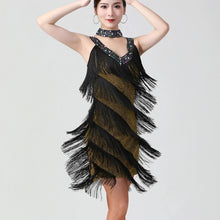 Load image into Gallery viewer, Double V Neck Sleeveless Fringe Dress Sequined Beaded