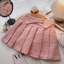 Load image into Gallery viewer, High Waist Tweed Skirt Diamond Buttons