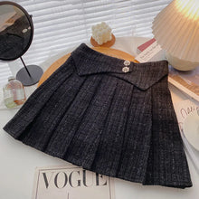 Load image into Gallery viewer, High Waist Tweed Skirt Diamond Buttons