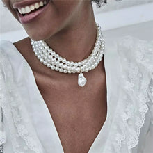 Load image into Gallery viewer, Multilayer White Imitation-Pearl Choker