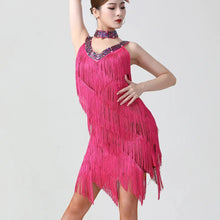 Load image into Gallery viewer, Double V Neck Sleeveless Fringe Dress Sequined Beaded
