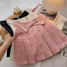 Load image into Gallery viewer, High Waist Tweed Skirt Diamond Buttons