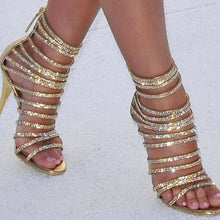 Load image into Gallery viewer, Bling High Heel Sandals Thin Heels