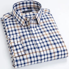 Load image into Gallery viewer, Long Sleeve Cotton Thin Plaid Shirts Button Down Collar Checkered