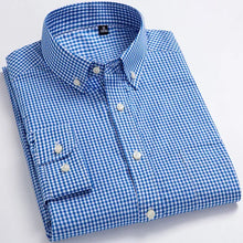 Load image into Gallery viewer, Long Sleeve Cotton Thin Plaid Shirts Button Down Collar Checkered