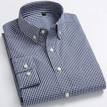 Load image into Gallery viewer, Long Sleeve Cotton Thin Plaid Shirts Button Down Collar Checkered