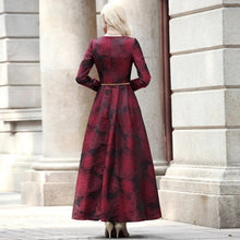 Load image into Gallery viewer, Long Sleeve Maxi Dress Elegant Burgundy Floral