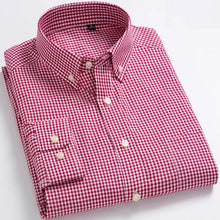 Load image into Gallery viewer, Long Sleeve Cotton Thin Plaid Shirts Button Down Collar Checkered