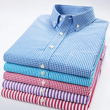Load image into Gallery viewer, Long Sleeve Cotton Thin Plaid Shirts Button Down Collar Checkered