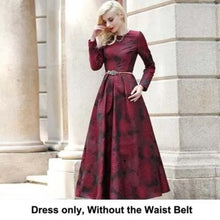 Load image into Gallery viewer, Long Sleeve Maxi Dress Elegant Burgundy Floral