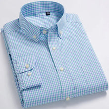 Load image into Gallery viewer, Long Sleeve Cotton Thin Plaid Shirts Button Down Collar Checkered