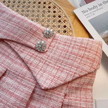 Load image into Gallery viewer, High Waist Tweed Skirt Diamond Buttons