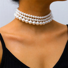 Load image into Gallery viewer, Multilayer White Imitation-Pearl Choker
