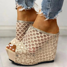 Load image into Gallery viewer, Mesh Sandals Platform Wedge Heel Studded Slip On