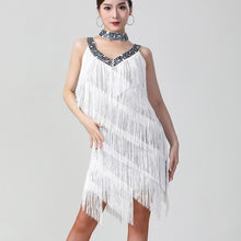 Load image into Gallery viewer, Double V Neck Sleeveless Fringe Dress Sequined Beaded
