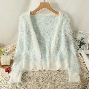 Cardigan Sweater V Neck Long Sleeved Knitted