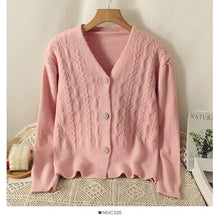 Load image into Gallery viewer, Elegant Pink Cardigan V Neck Knitted Shirt