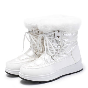 Lace Up Waterproof Snow Boots Anti Slip Platform