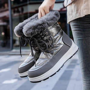 Lace Up Waterproof Snow Boots Anti Slip Platform