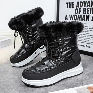 Lace Up Waterproof Snow Boots Anti Slip Platform