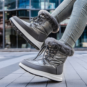 Lace Up Waterproof Snow Boots Anti Slip Platform