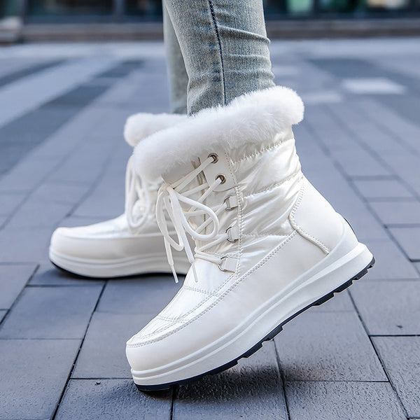 Lace Up Waterproof Snow Boots Anti Slip Platform