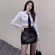 Load image into Gallery viewer, Latex Leather Mini Skirt Sexy High Waist Bodycon