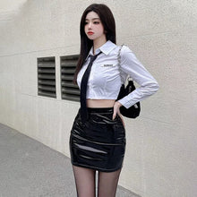 Load image into Gallery viewer, Latex Leather Mini Skirt Sexy High Waist Bodycon