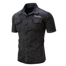 Load image into Gallery viewer, Cotton Denim Short Sleeve Cargo Shirt