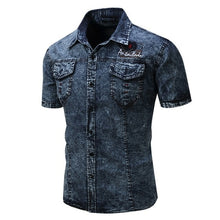 Load image into Gallery viewer, Cotton Denim Short Sleeve Cargo Shirt