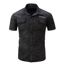 Load image into Gallery viewer, Cotton Denim Short Sleeve Cargo Shirt